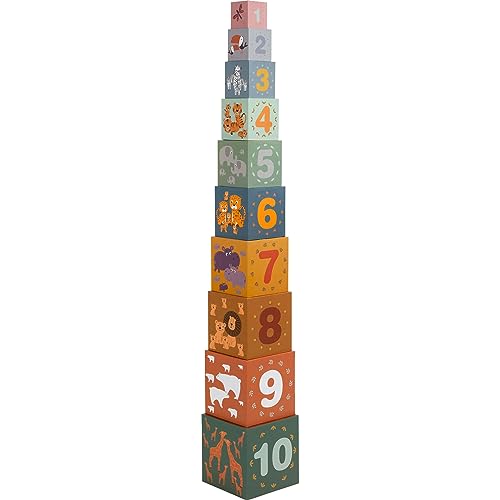 small foot 11957 Safari cubi impilabili legno 10 pezzi 1 anno+