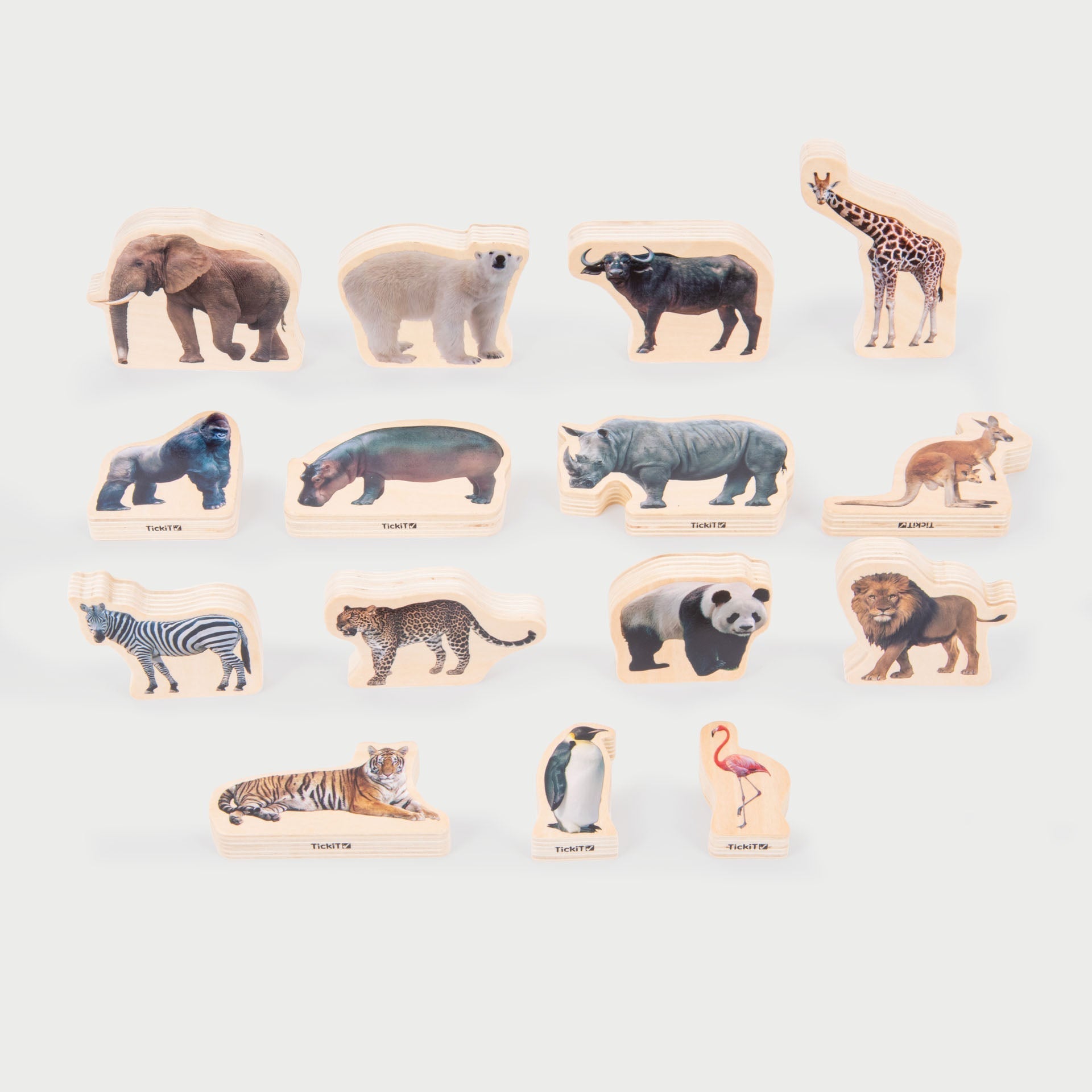 Tickit Wooden Wild Animal Blocks cubi legno animali 15 pezzi