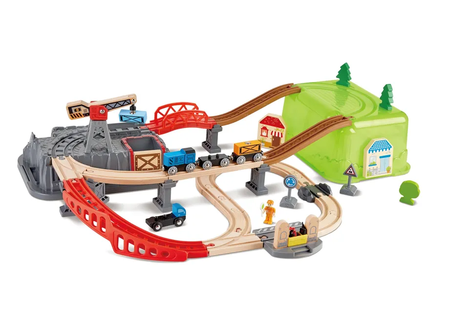 Hape Set Treno Legno 50 Pezzi con Gru e Binari