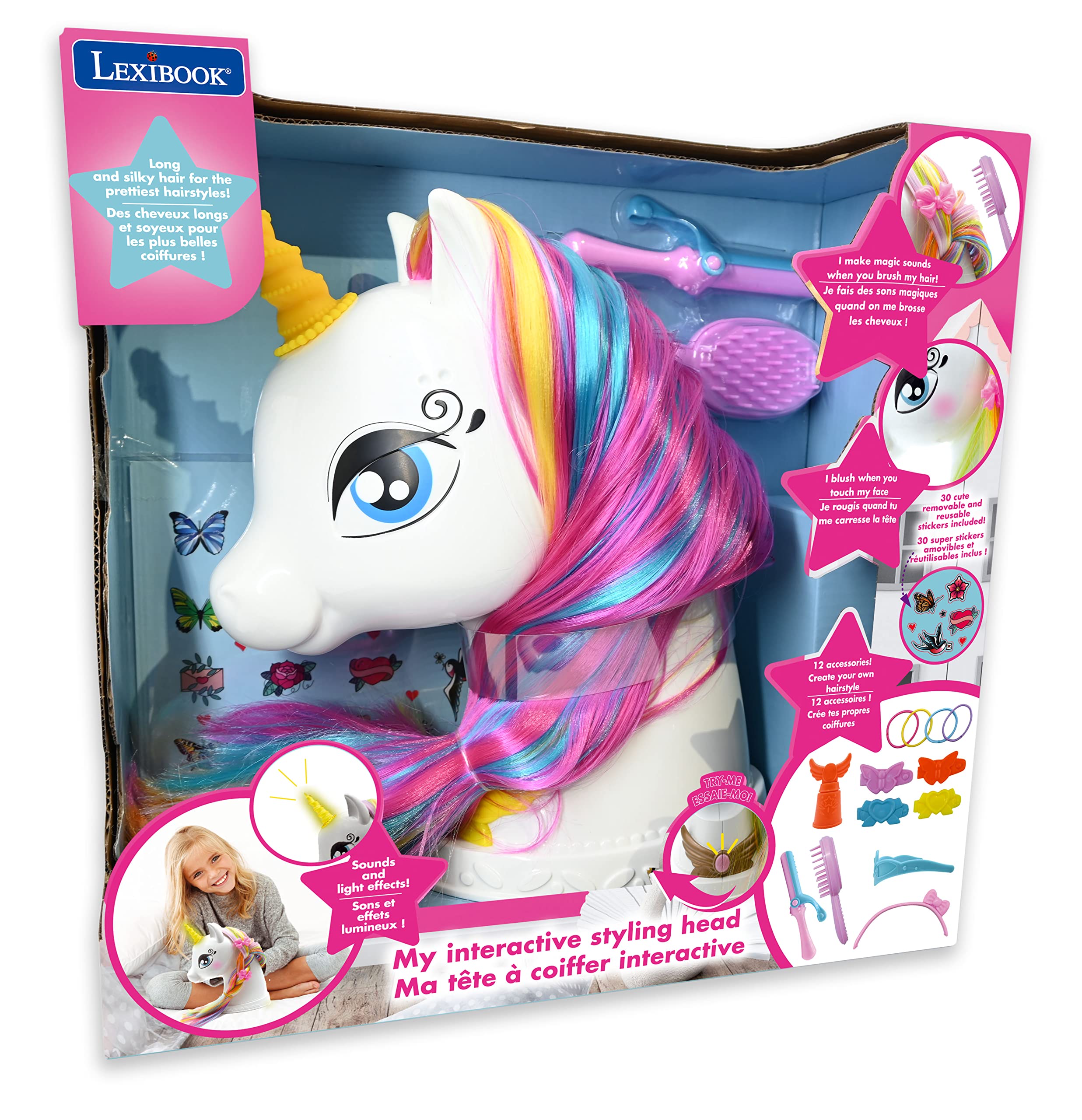 Lexibook SHUNI testina unicorno bianco rosa con accessori