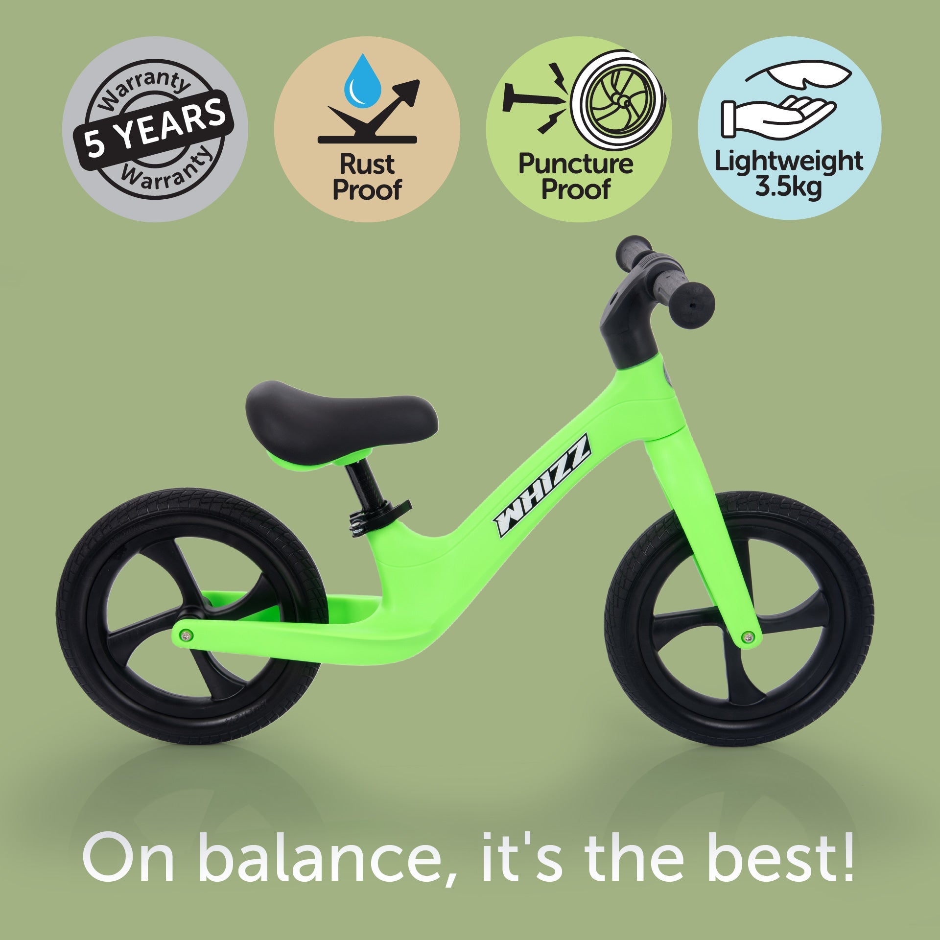 Tickit Whizz Balance Bike bici senza pedali verde