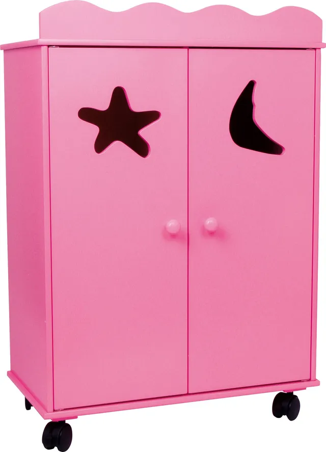 smallfoot 2880 Pink armadio bambole in legno con ruote
