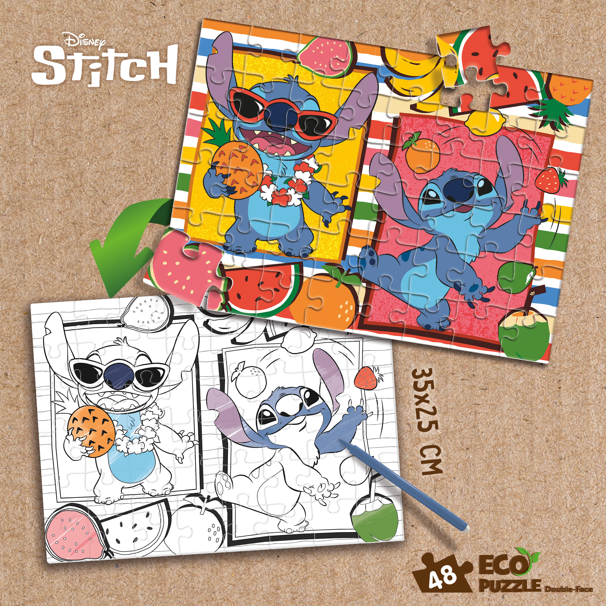 Lisciani Disney Eco-Puzzle Mini 48 puzzle Stitch double-face