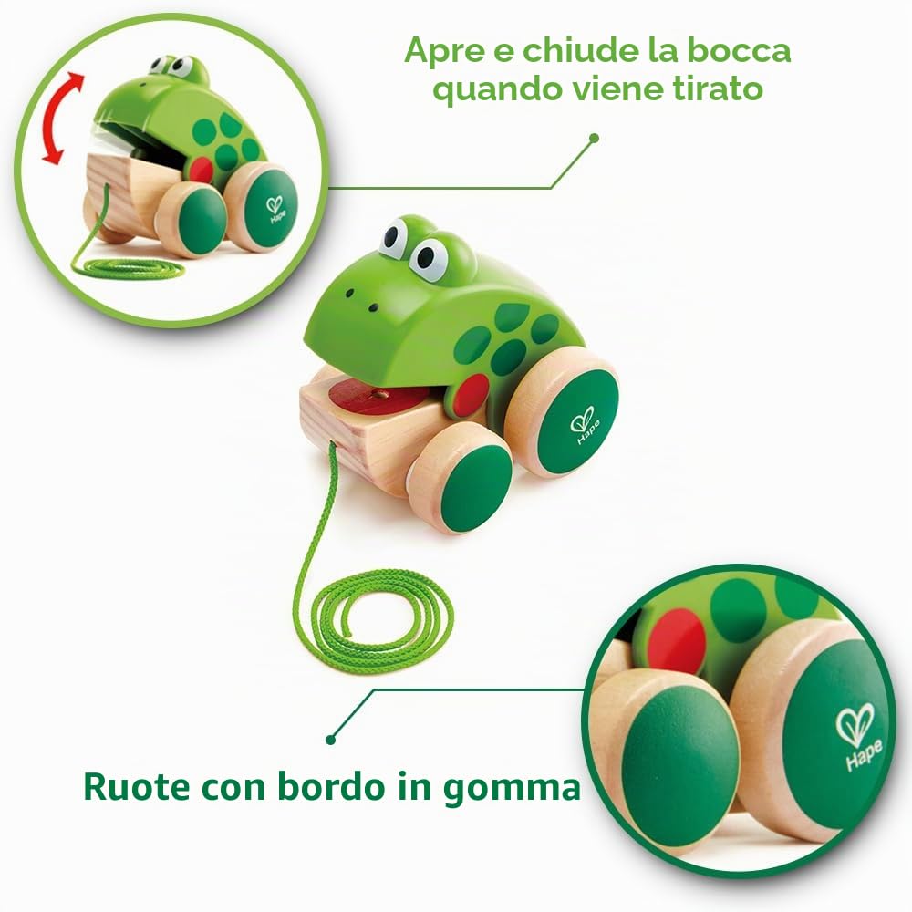 Hape Rana trainabile legno rana bocca apribile 12 mesi
