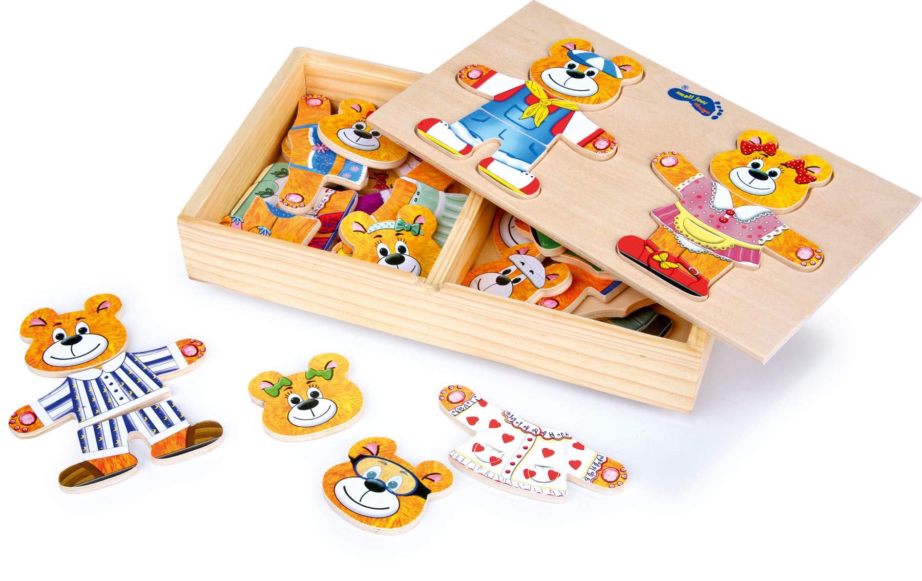 smallfoot 7182 Orsetti da vestire puzzle legno 3 anni creativo