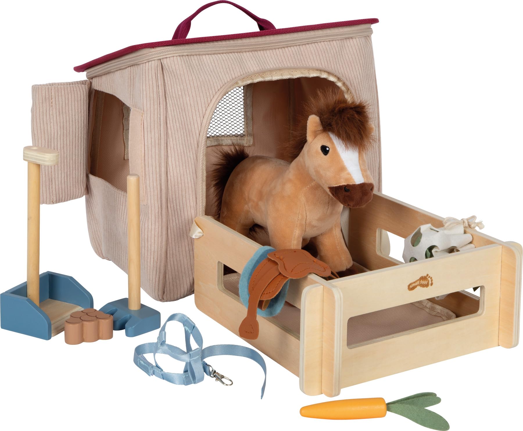 smallfoot 12731 set cavallo peluche con stalla in borsa