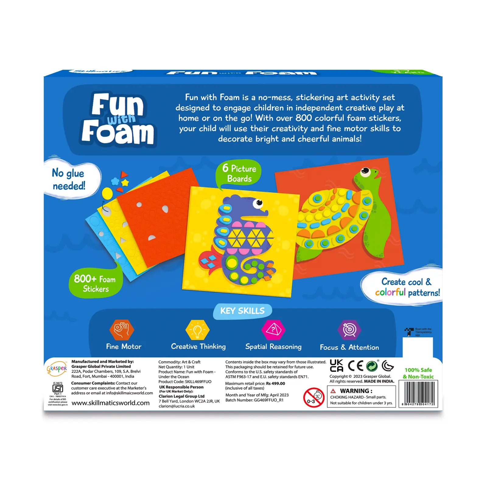 Skillmatics Fun with Foam kit adesivi oceano 3-7 anni