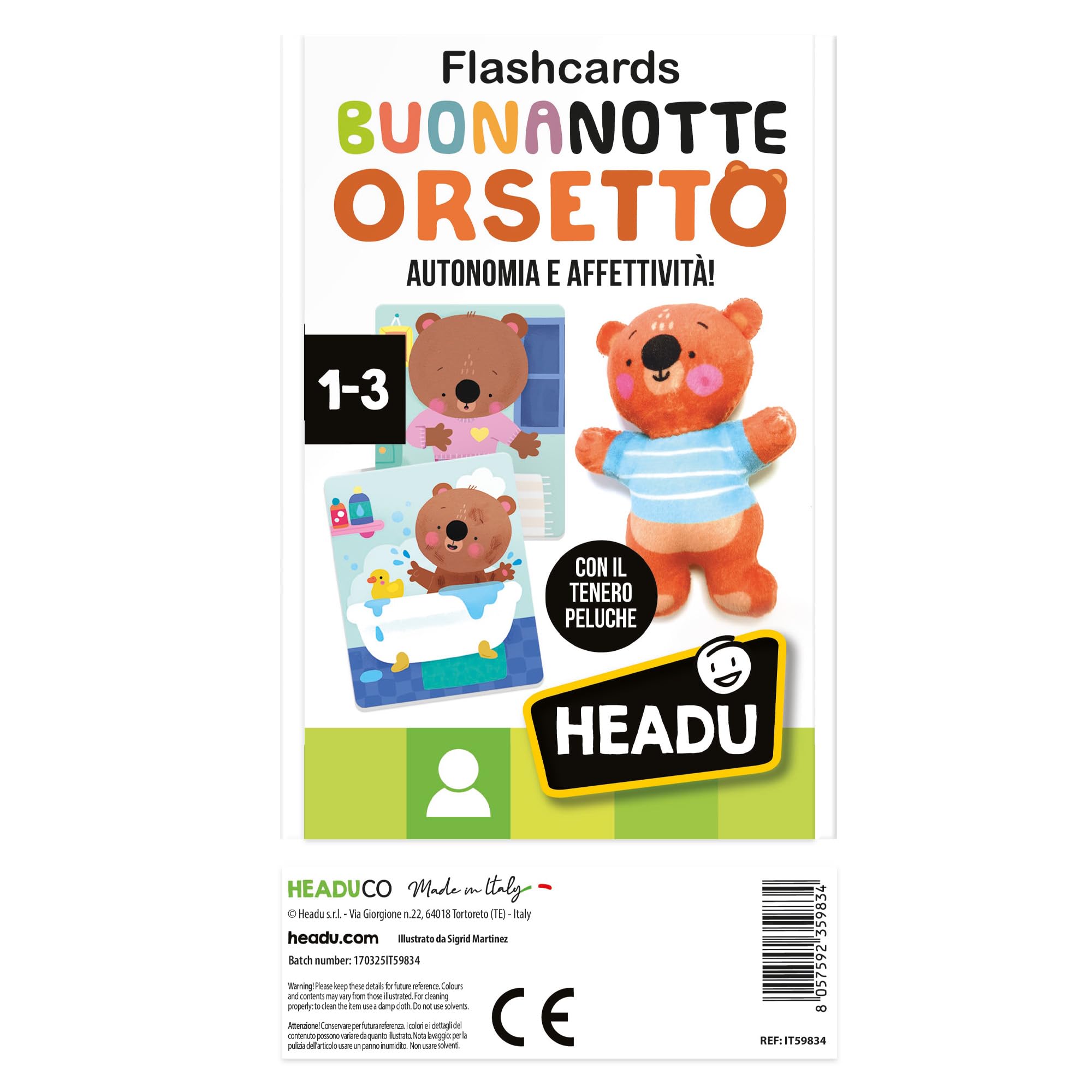 Headu Buonanotte Orsetto Flashcards Baby Routine 1-3 Anni