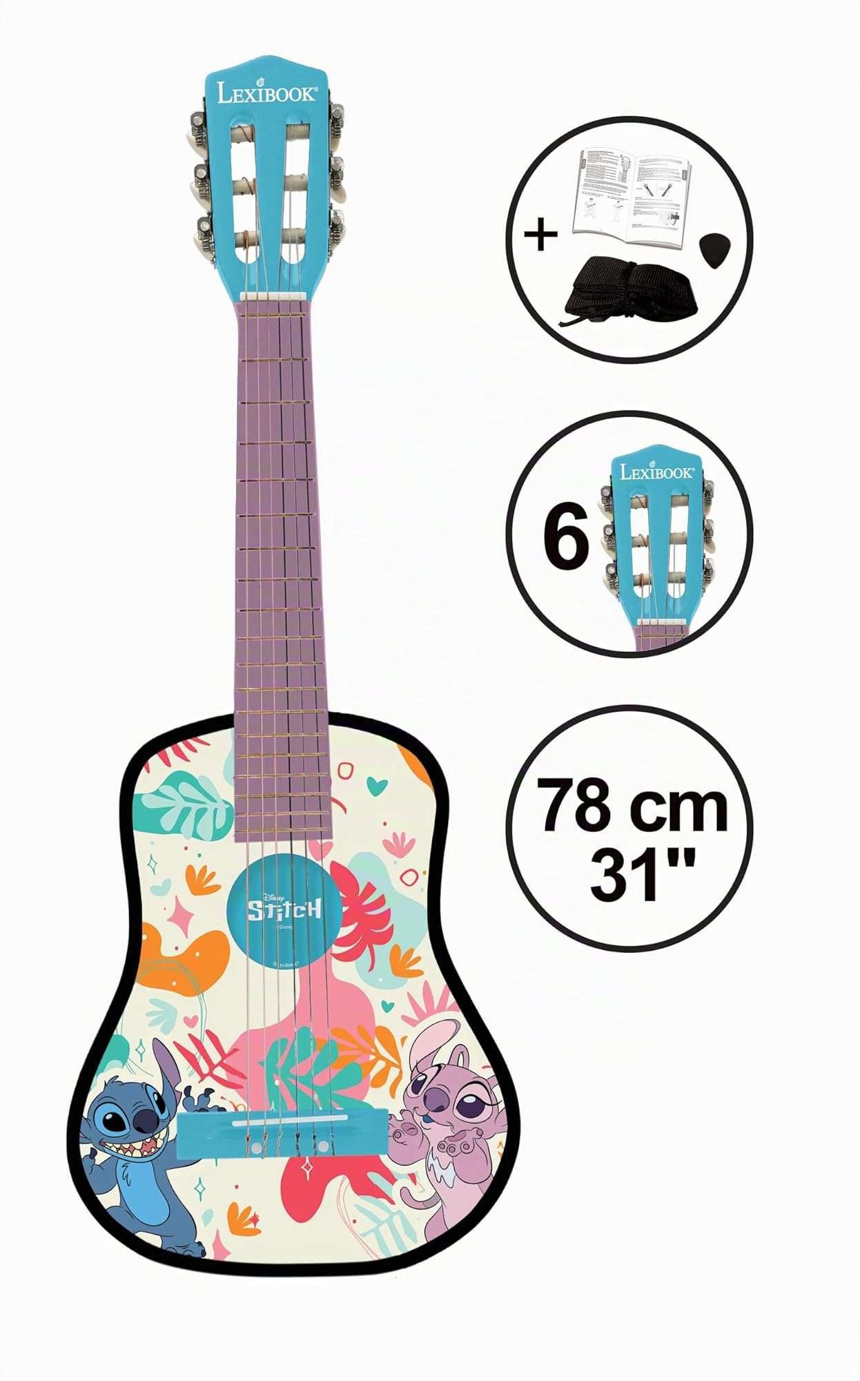 Lexibook Disney Stitch K2000DLXB chitarra acustica blu 78 cm legno