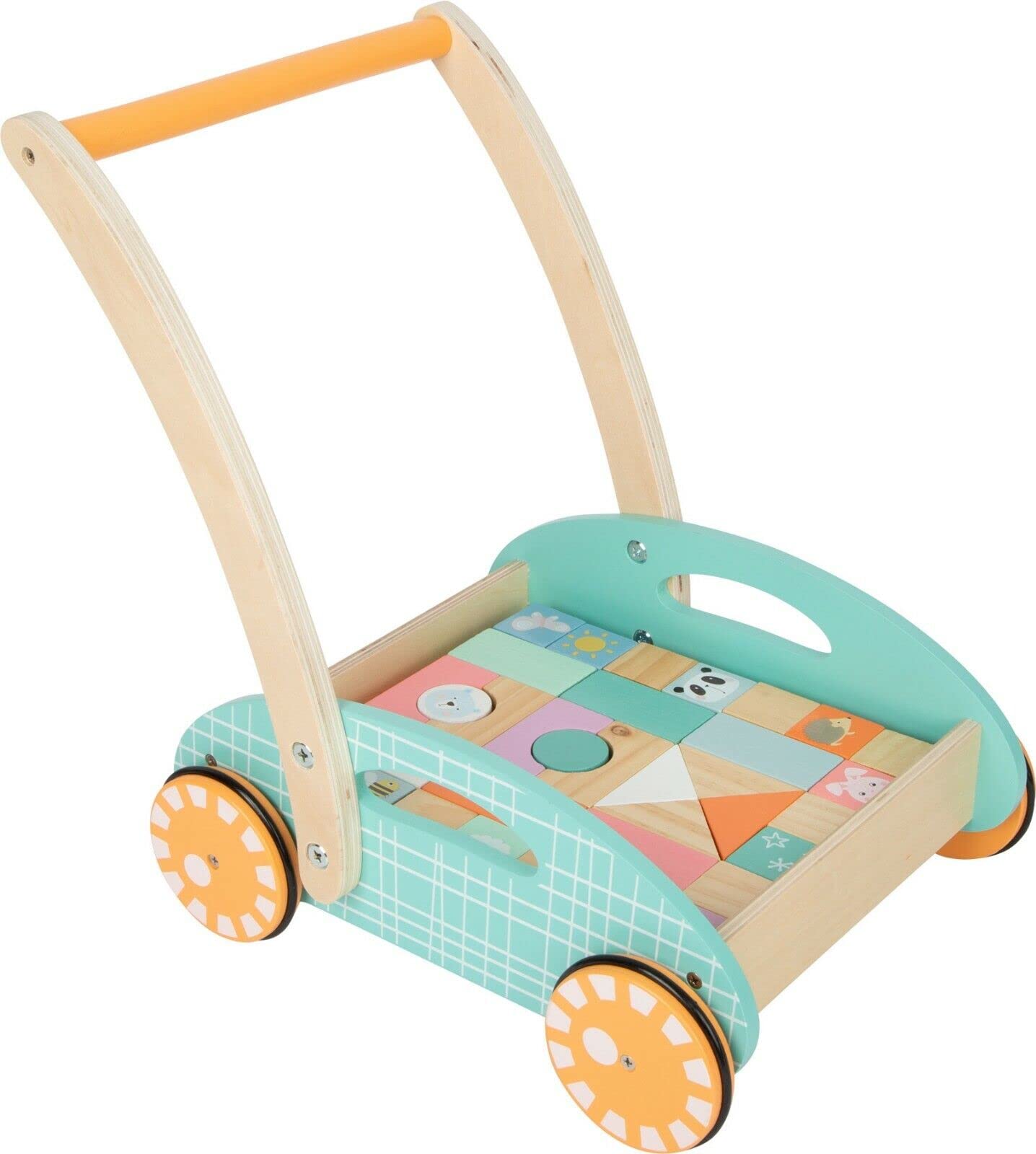 small foot 11766 carrello primipassi legno pastello 34 pezzi