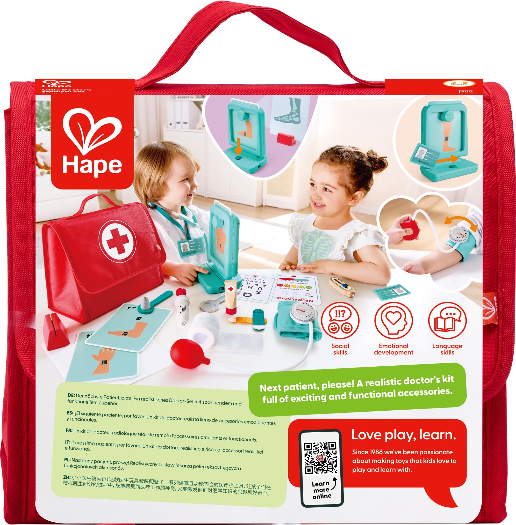 Hape Set Medico kit dottore legno con raggi X interattivi
