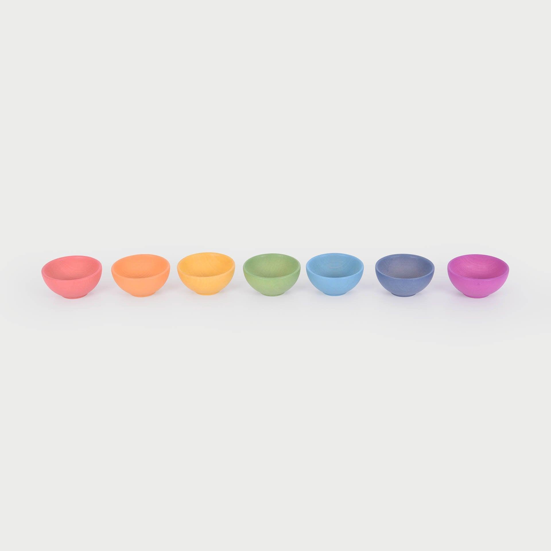 Tickit Rainbow Wooden Bowls ciotole legno arcobaleno 7 pezzi impilabili