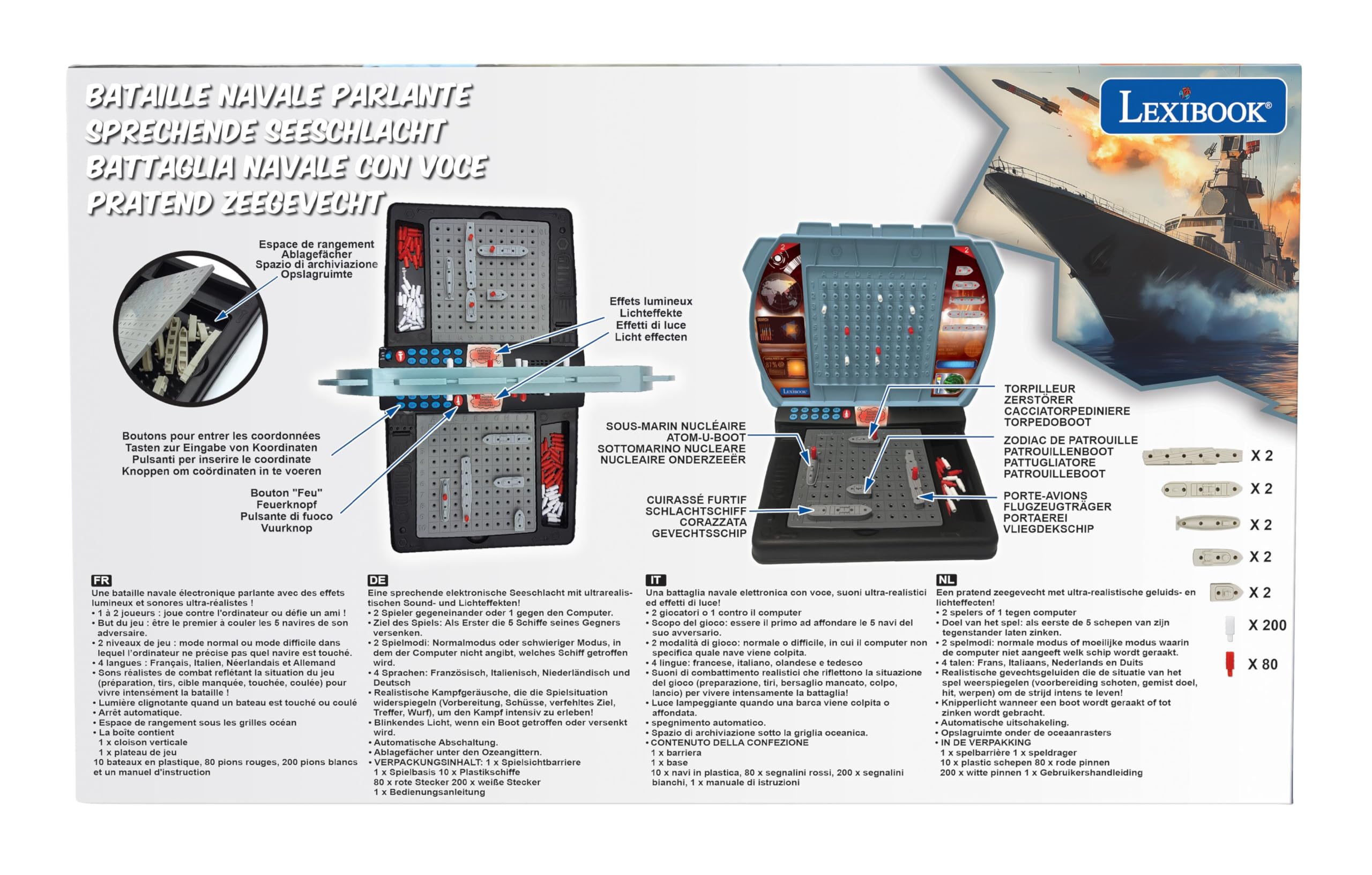 Lexibook GT2800LXB battaglia navale elettronica 4 lingue