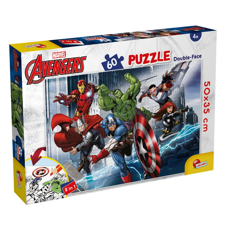 Lisciani Marvel Plus 60 Avengers puzzle bambini bifacciale