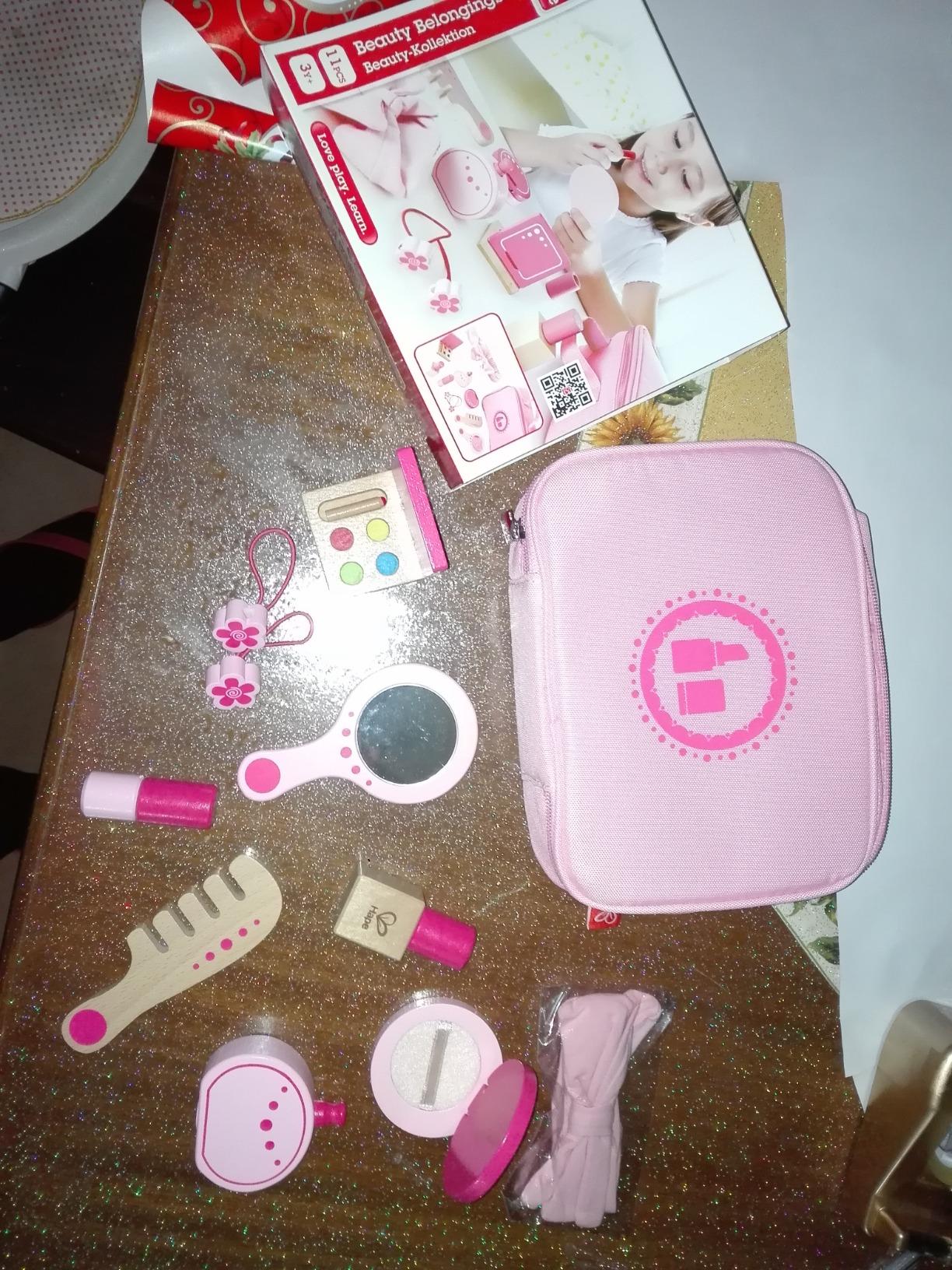 Hape Set di Bellezza trucchi giocattolo legno 11 pezzi rosa