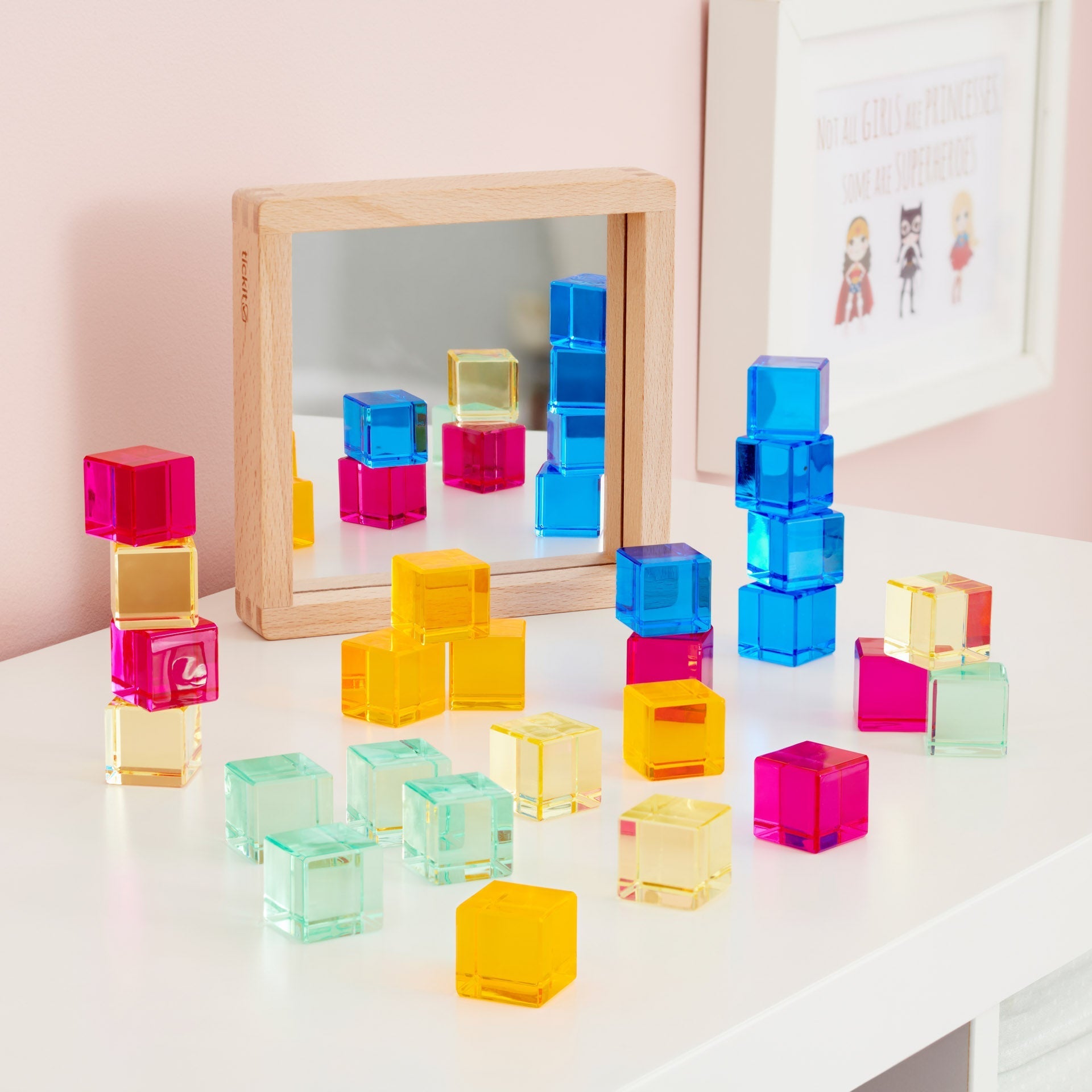 Tickit Gem Cube Mirror Tray vassoio 25 gemme traslucide
