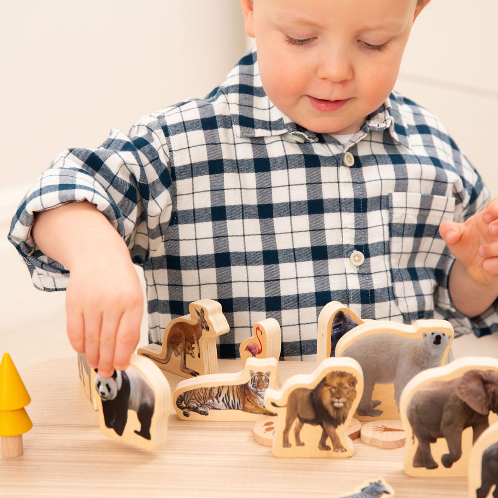 Tickit Wooden Wild Animal Blocks cubi legno animali 15 pezzi
