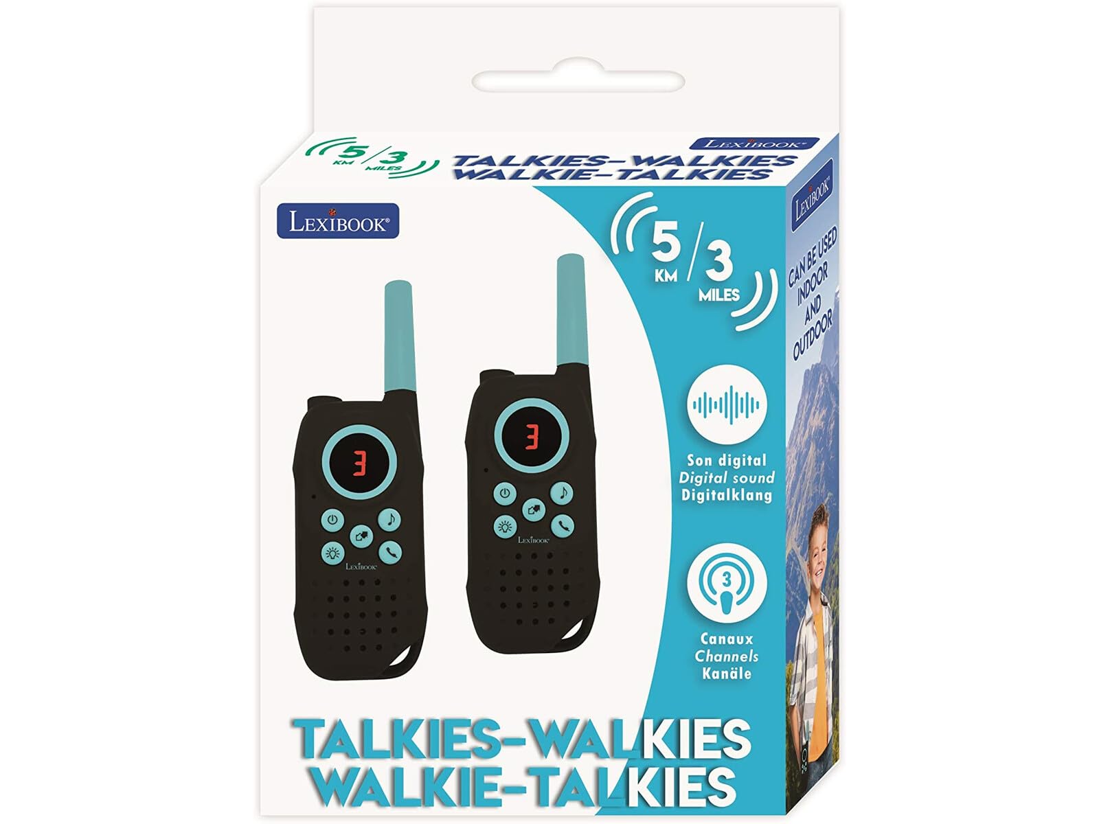 Lexibook TW42 Walkie Talkie Blu 5 km con Torcia 2 Pezzi