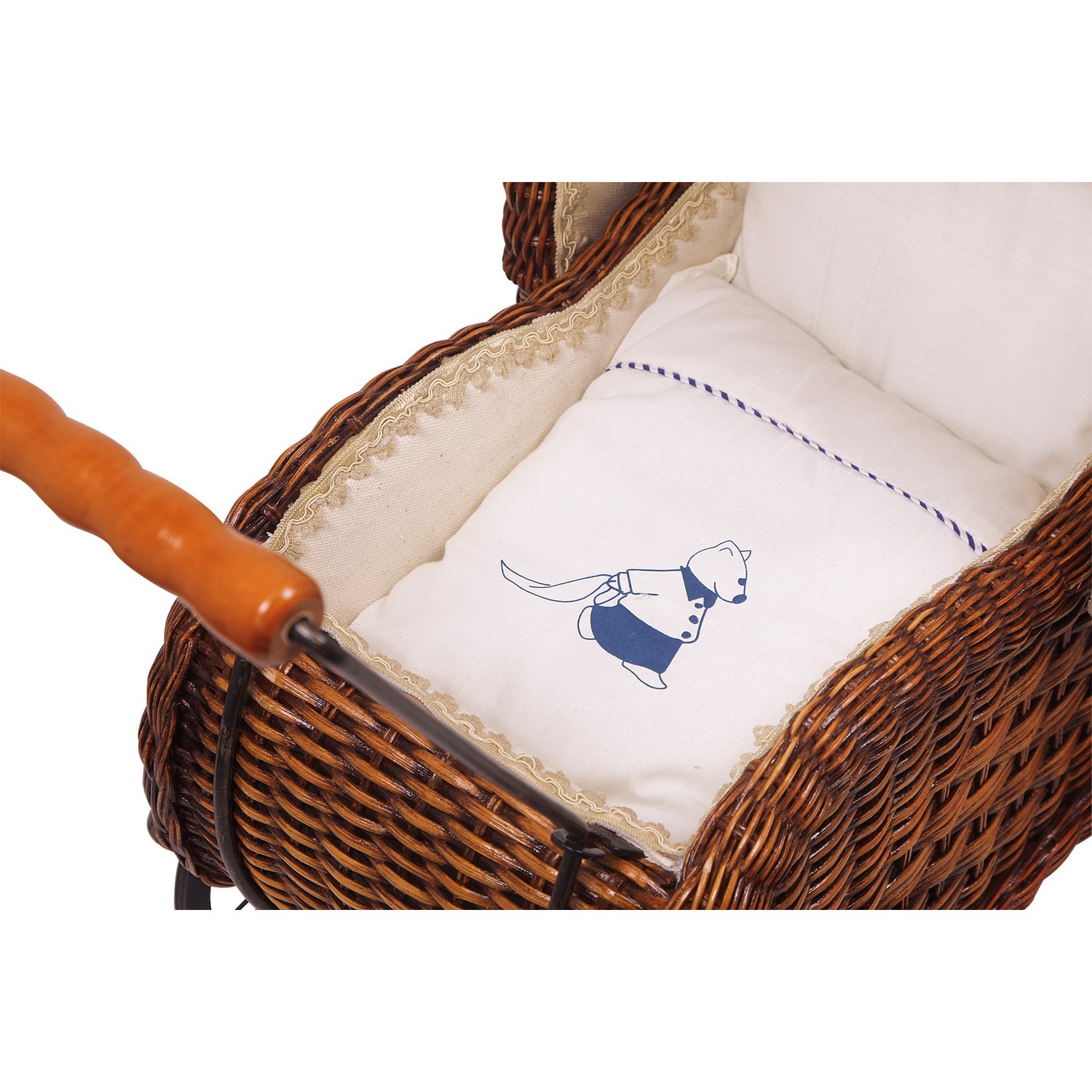 smallfoot Elisabeth passeggino bambole in vimini con biancheria