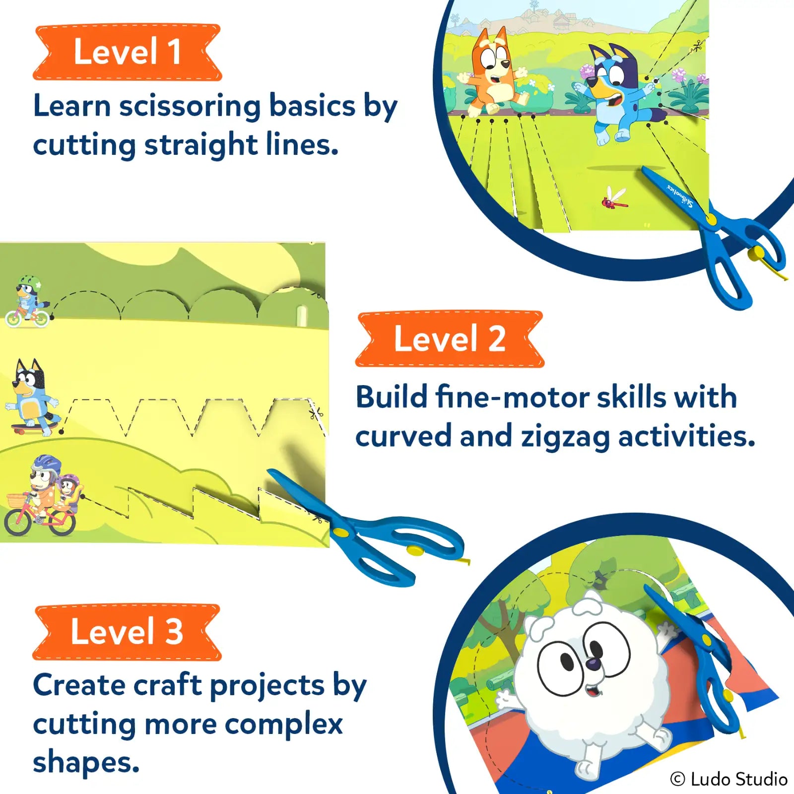 Skillmatics Snip Snip Bluey kit ritaglio 25 attività 3-7 anni