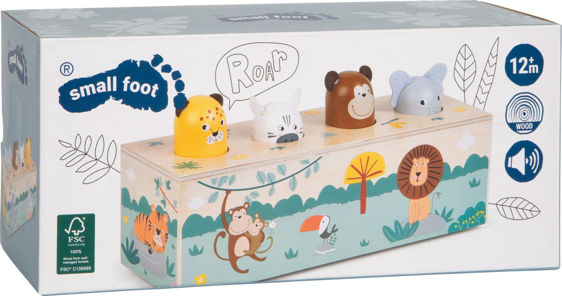 smallfoot Safari 12757 gioco pop-up legno sonoro da 1 anno
