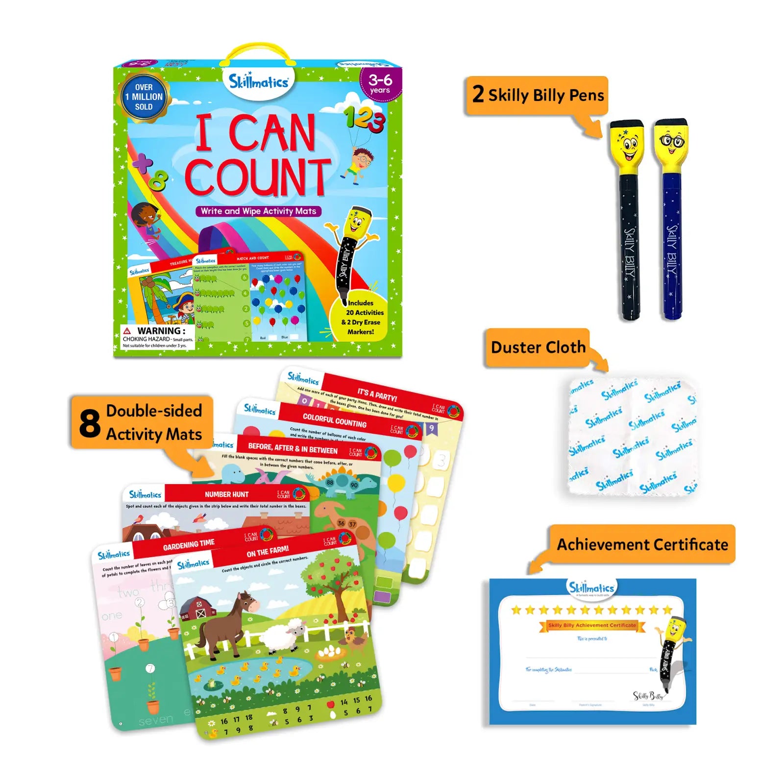 Skillmatics I Can Count I Can Spell kit schede cancellabili prescolare