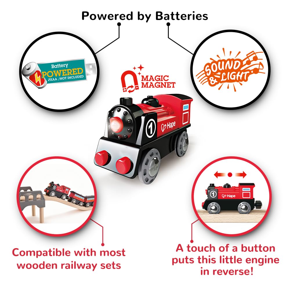 Hape Locomotiva a Batteria trenino rosso con luce
