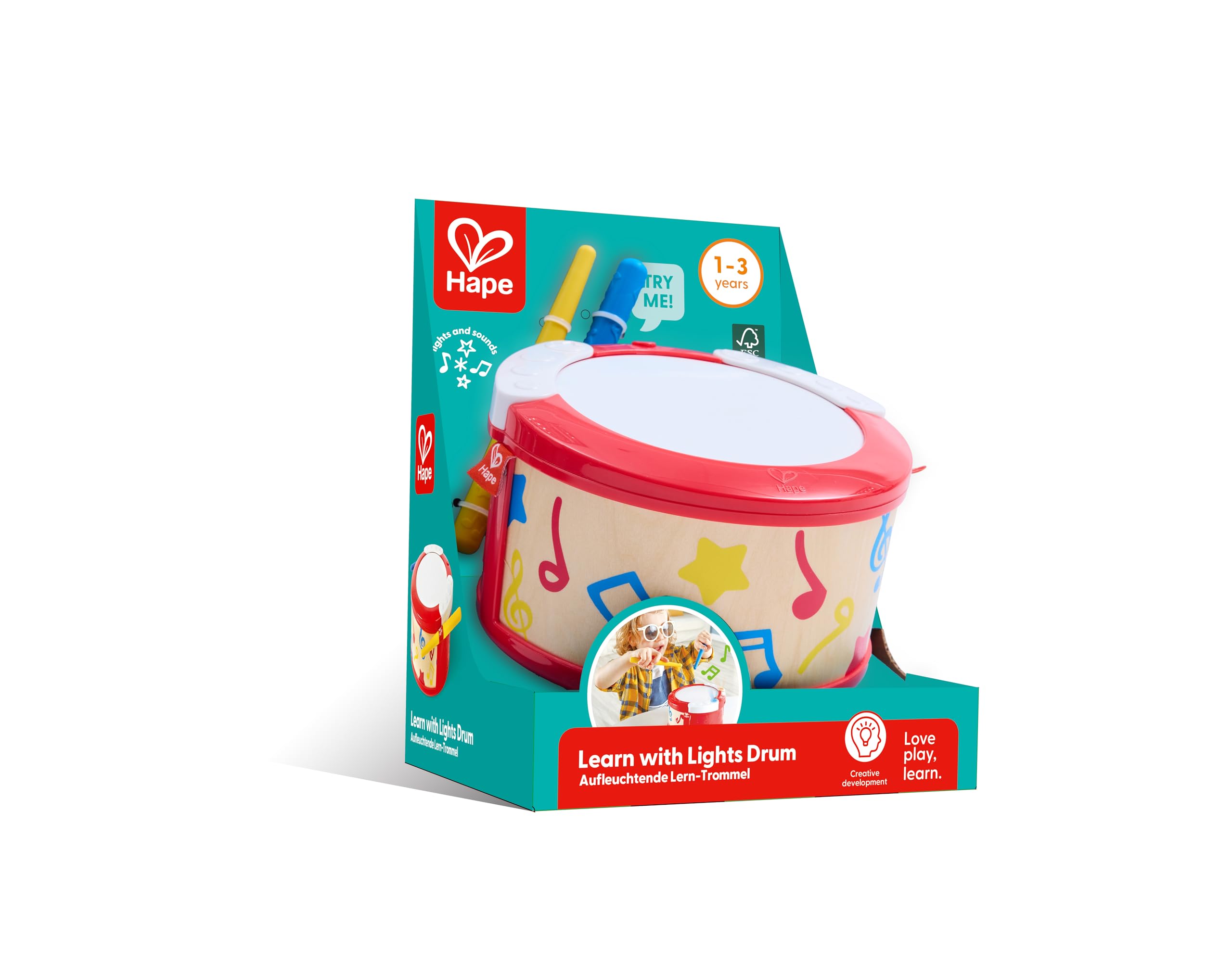 Hape Tamburo Luci batteria elettronica 12 mesi