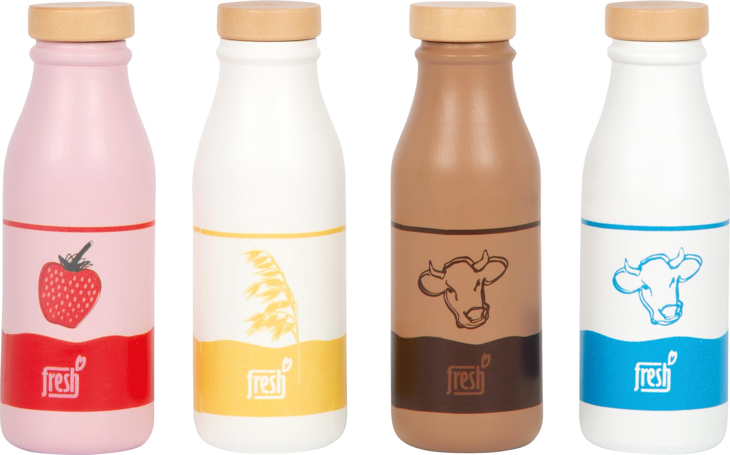 smallfoot Fresh Cassa latte giocattolo legno 4 bottiglie
