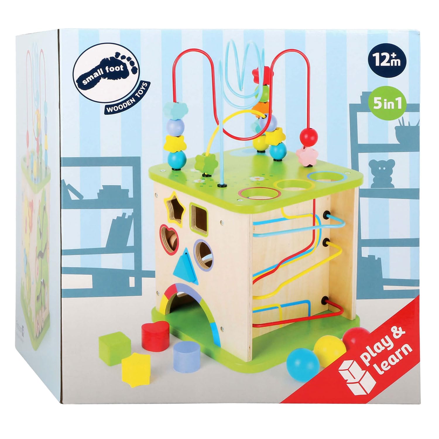 small foot 10605 Dado motricità cubo legno corsa biglie 5 lati