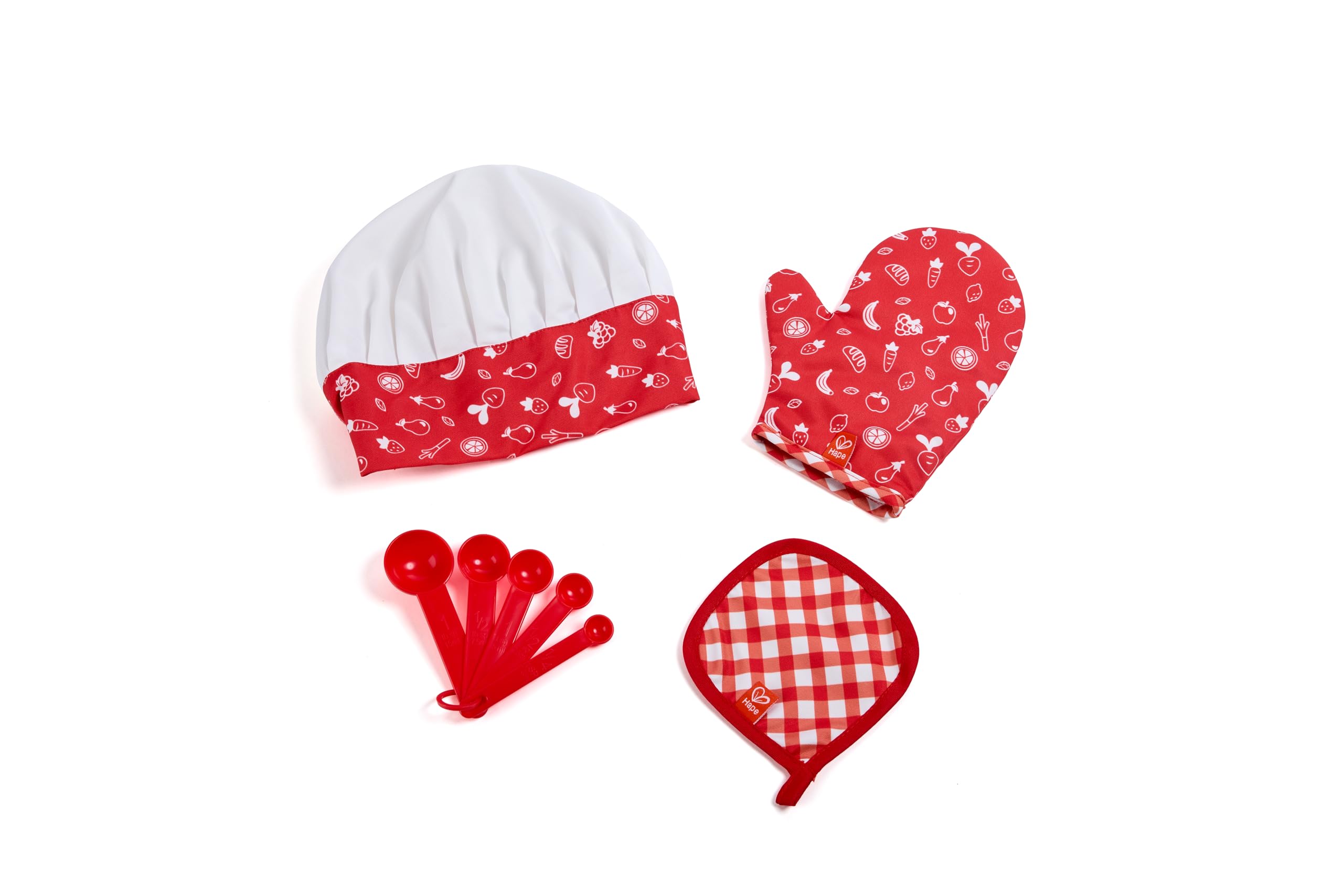 Hape Kit da Chef costume cuoco bambini 3 anni bianco rosso