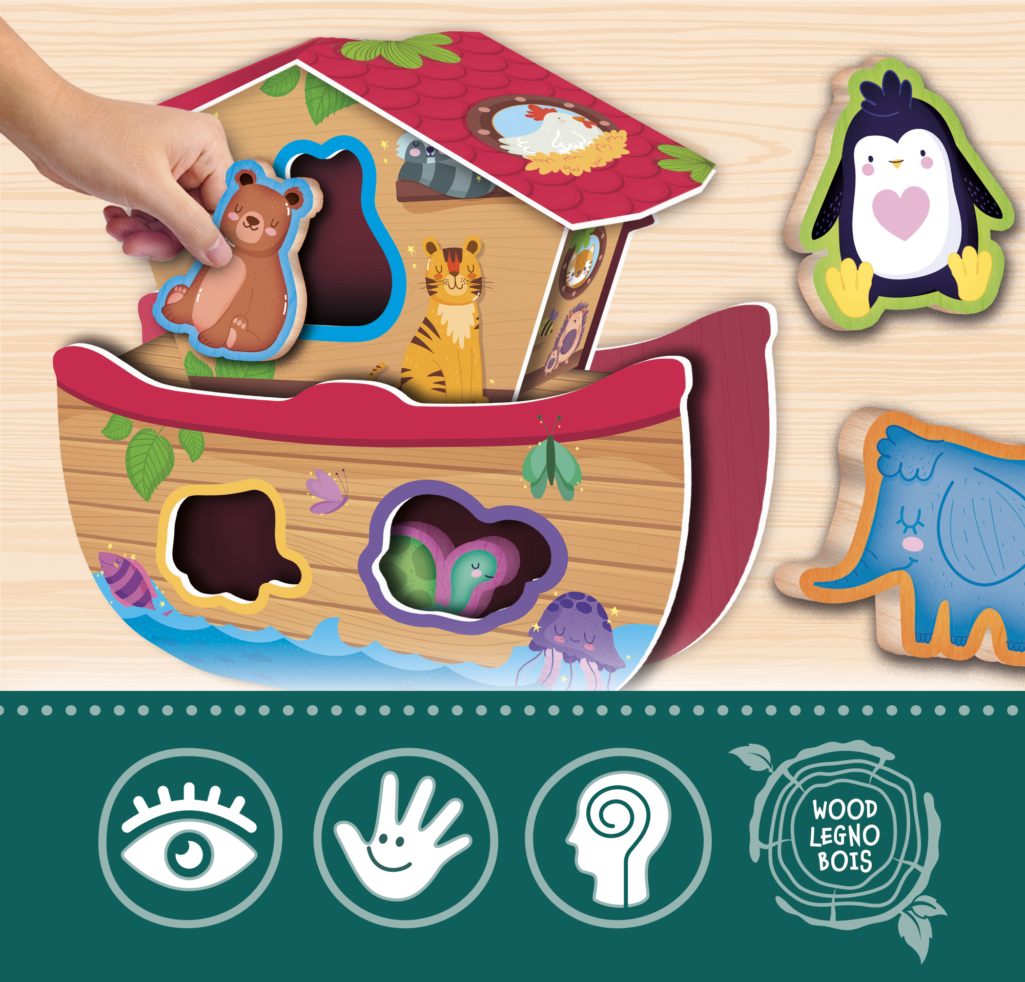 Lisciani Montessori Baby Wood Animal Fun gioco incastri