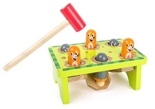 Small Foot 11162 Gioco Martelletto Talpa Legno Numeri 1-6