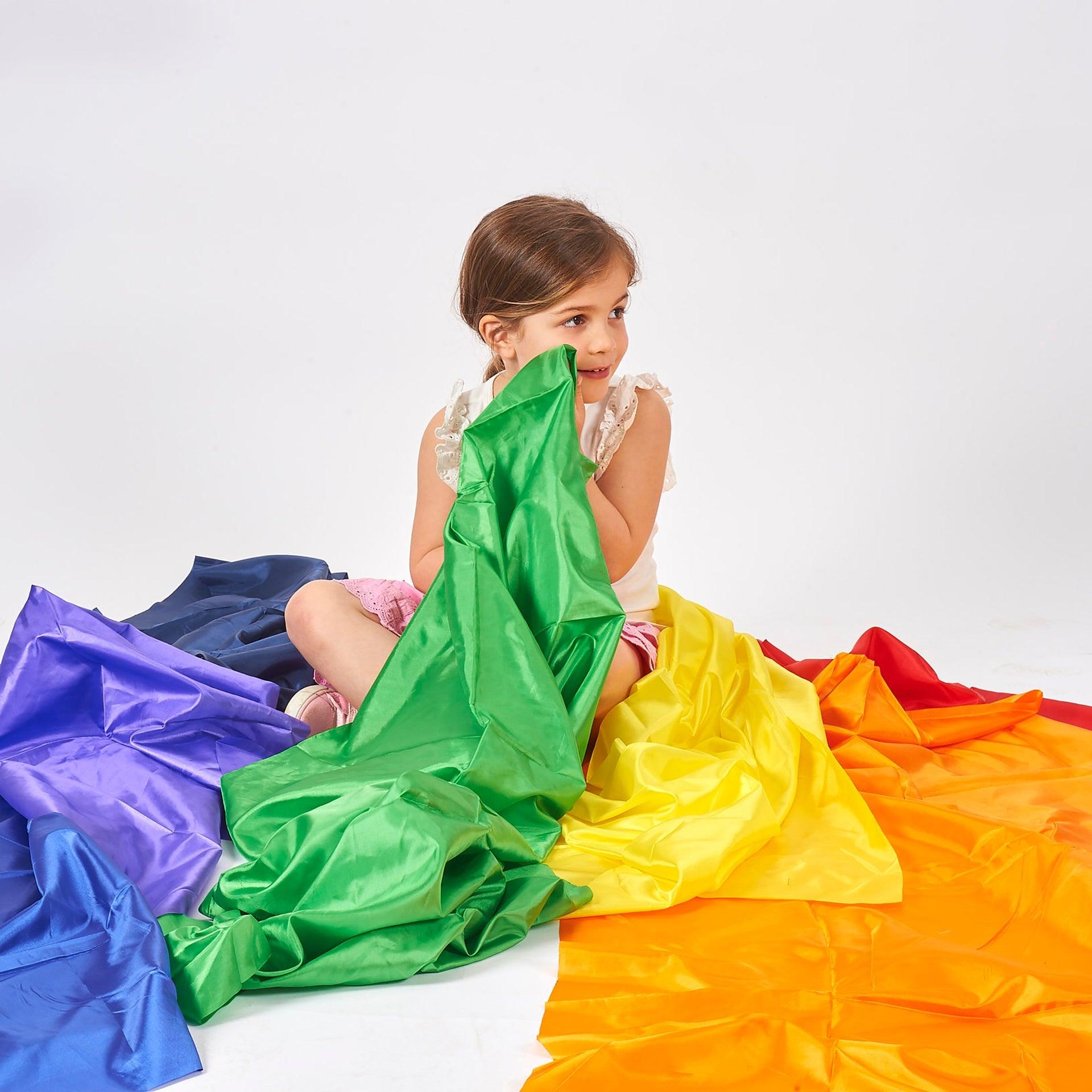 Tickit Rainbow Habutae Fabric Pack teli sensoriali 7 pezzi arcobaleno