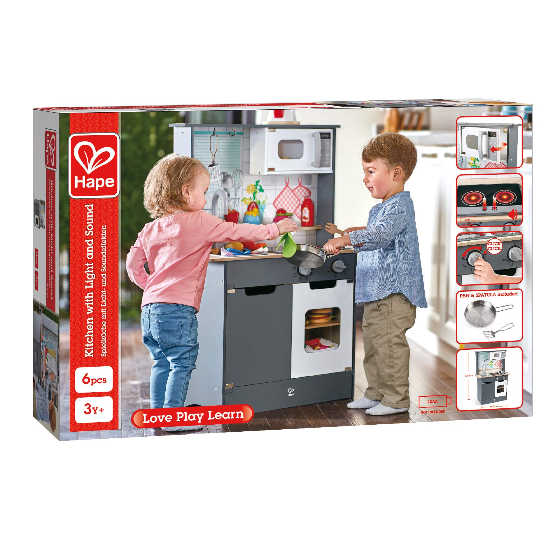 Hape E3166 Cucina Grigia giocattolo in legno con luci e suoni