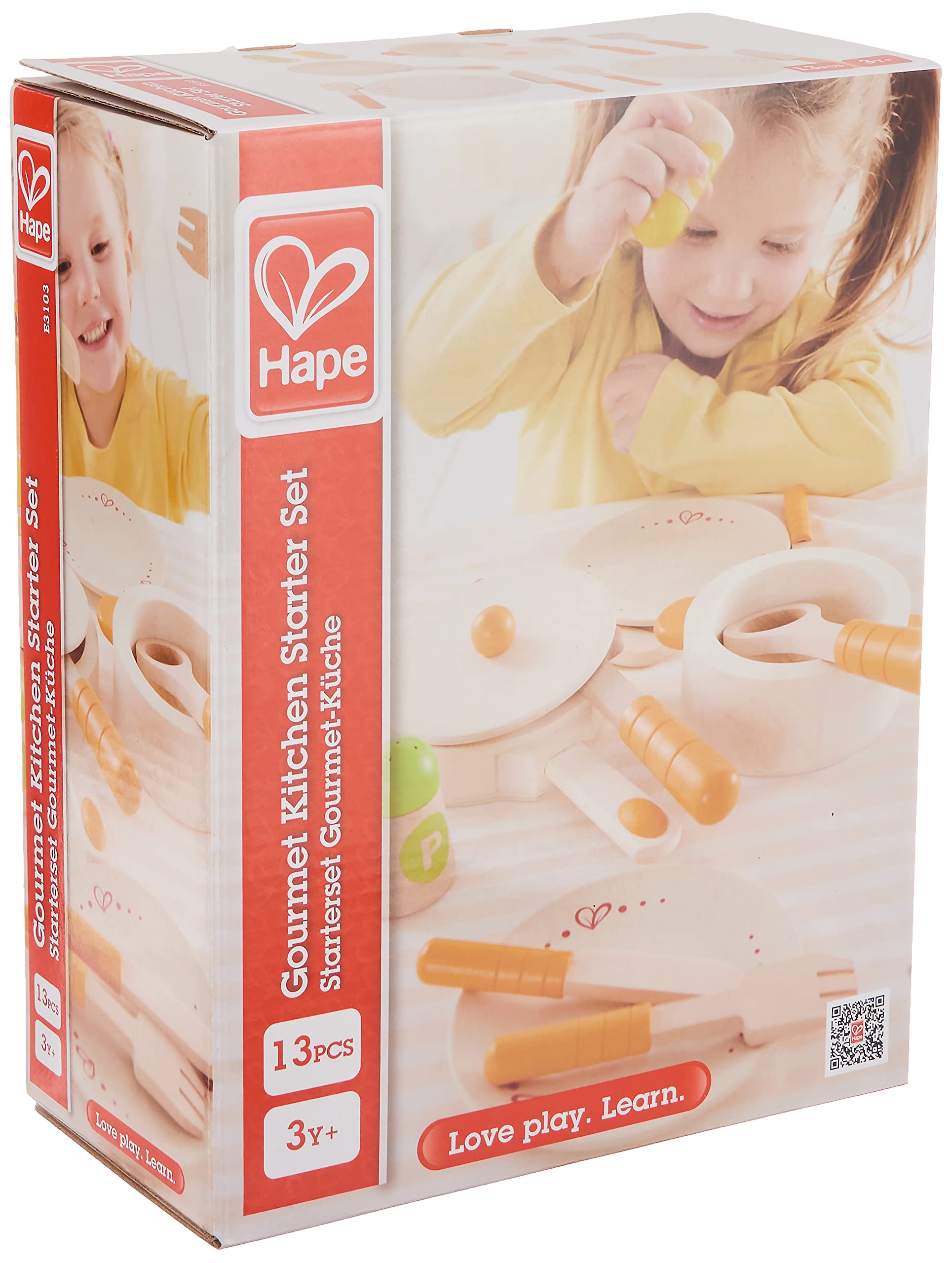 Hape E3103 set pentole e piatti legno cucina 15 pezzi