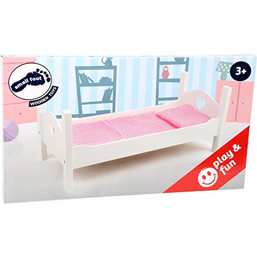 Smallfoot letto per bambole legno con cuscino e cuori