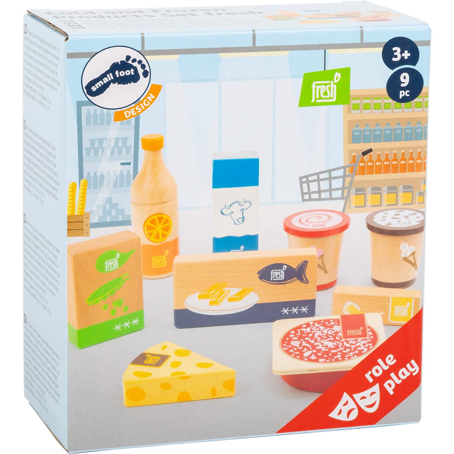 smallfoot fresh set merci refrigerate 9 pezzi cibo legno gioco
