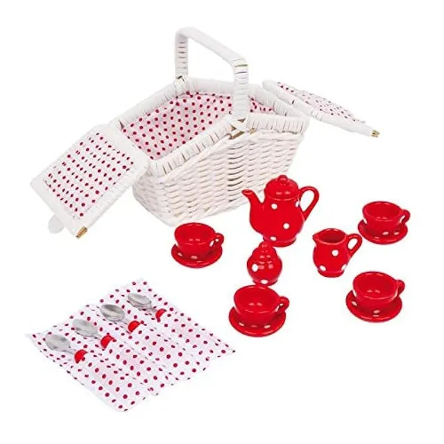 smallfoot Tina cesta picnic set 17 pezzi stoviglie gioco ruolo
