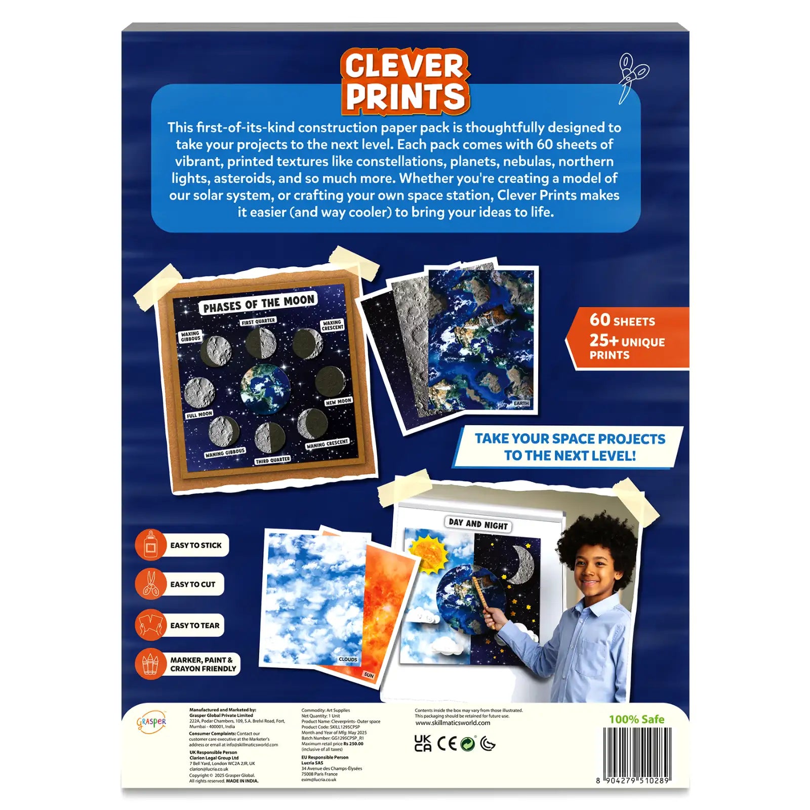 Skillmatics Clever Prints Outer Space carta decorata 60 fogli