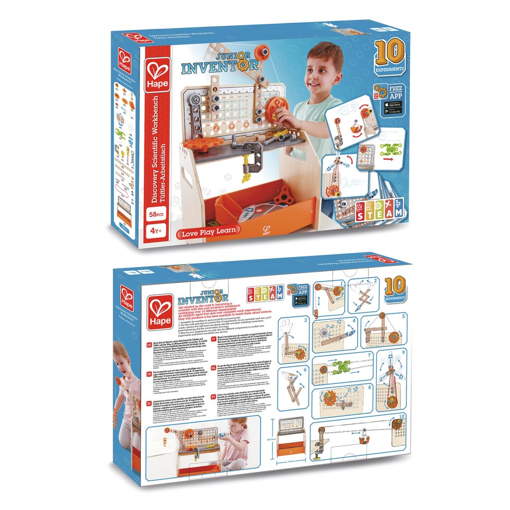 Hape Junior Inventor banco lavoro legno Medium 58 pezzi