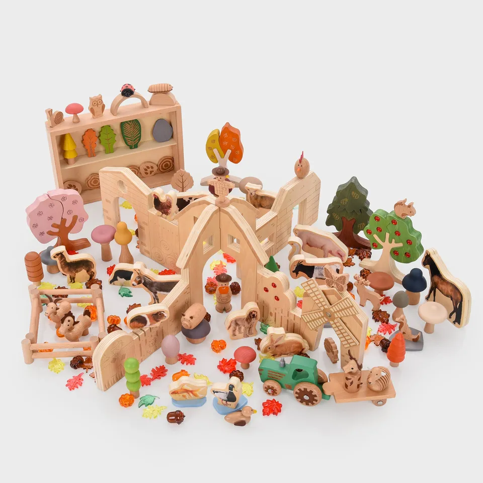 Tickit Small World Farm Bundle set fattoria legno