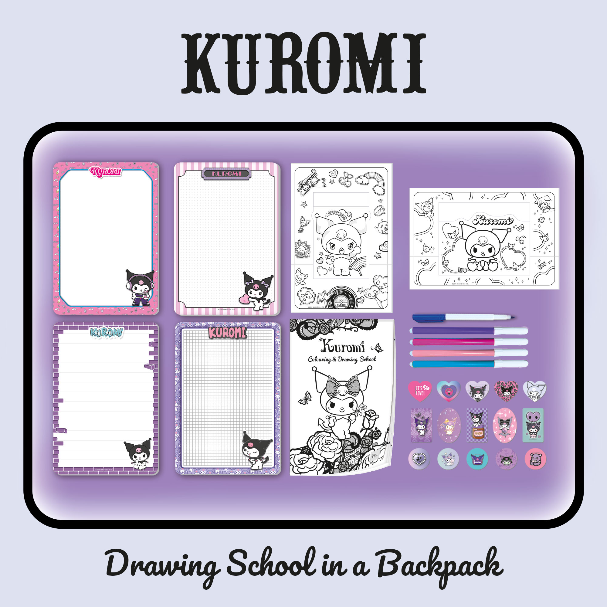 Lisciani Drawing School Kuromi Backpack zainetto creativo disegno