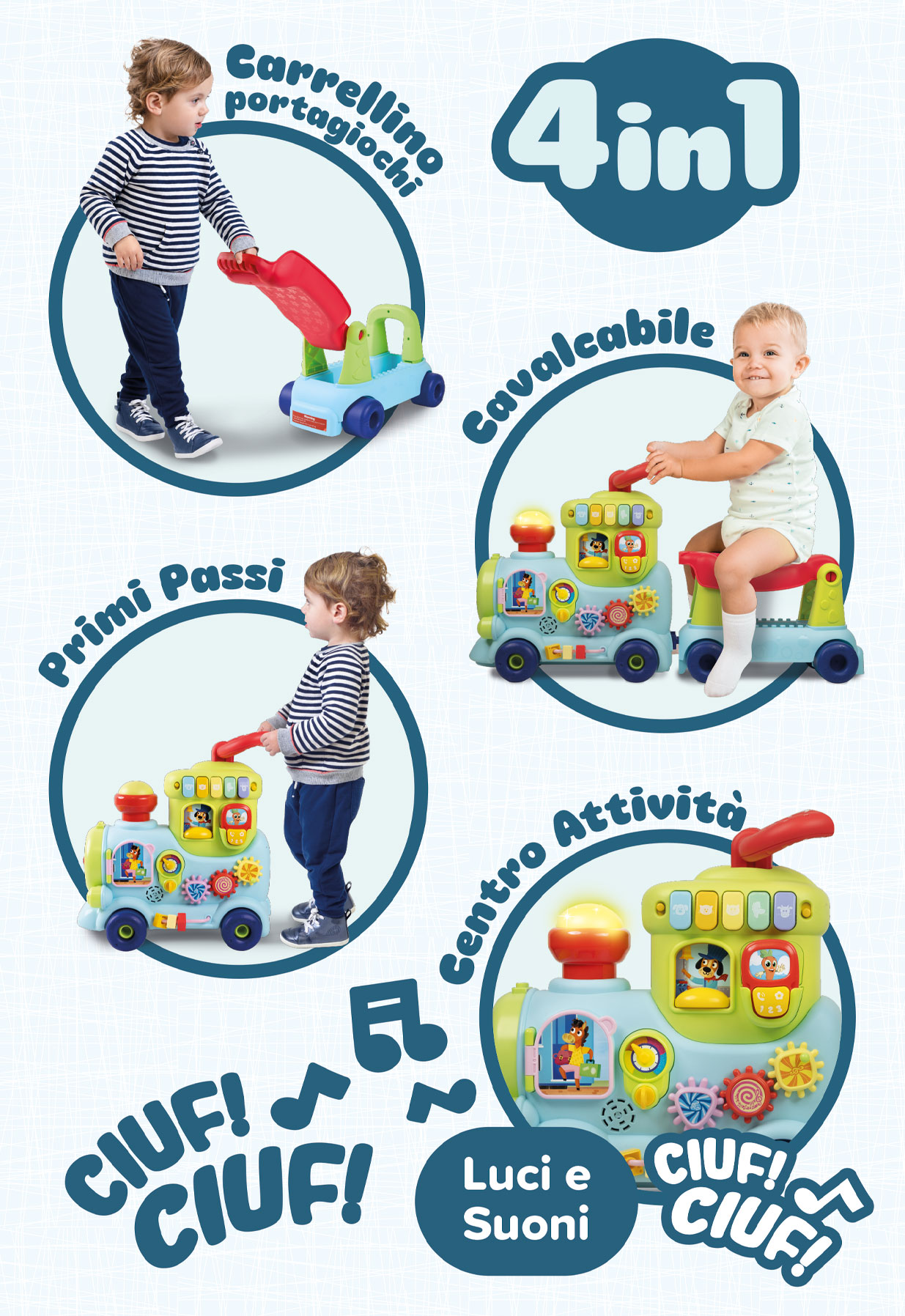 Lisciani Carotina Baby Trenino cavalcabile elettronico