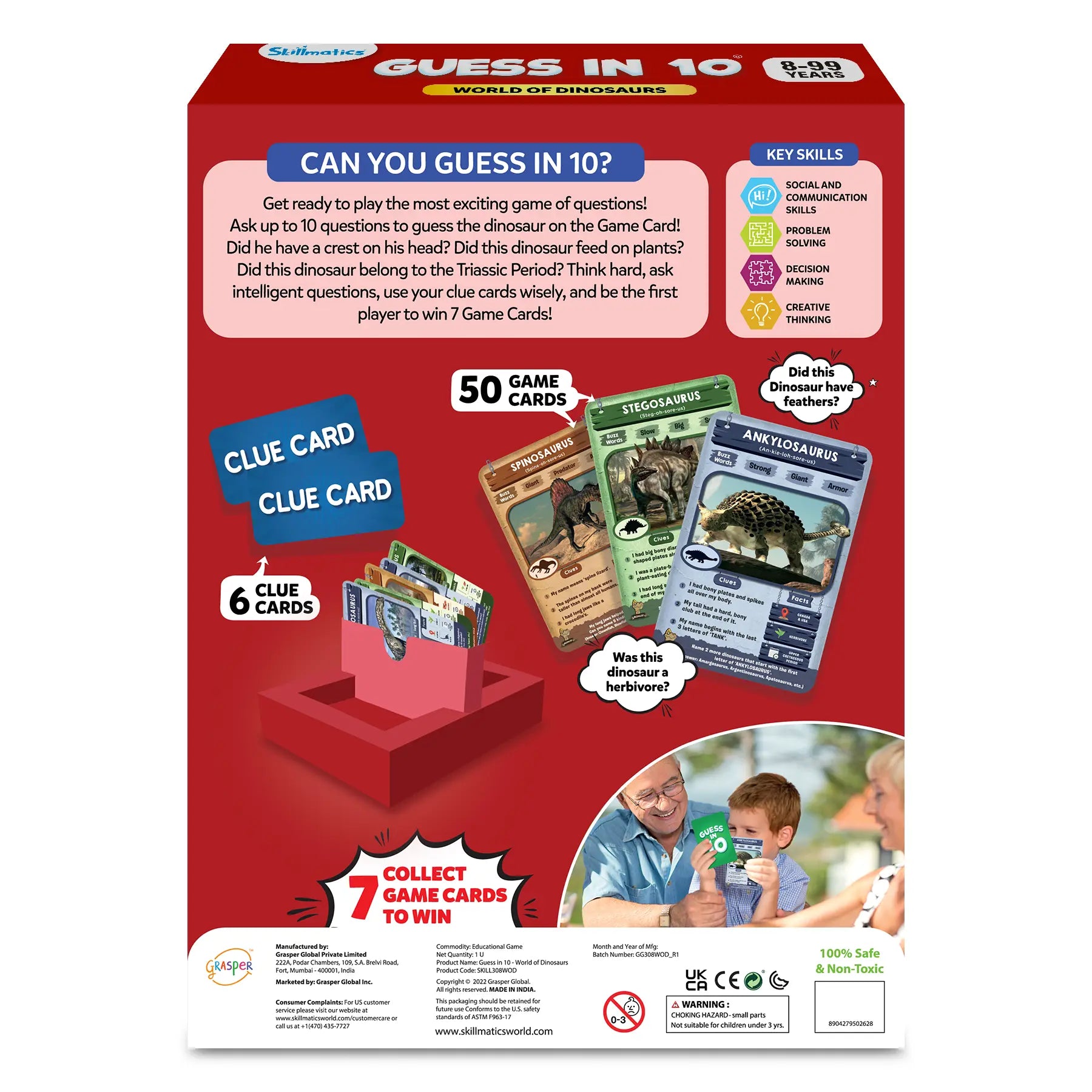 Skillmatics Guess in 10 Dinosauri gioco carte 8+ anni