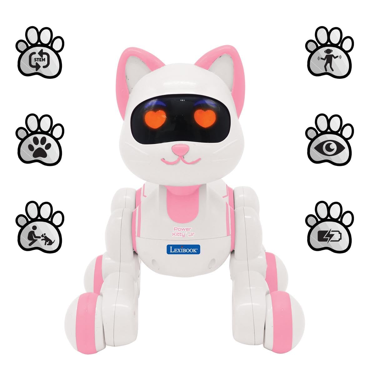 Lexibook Power Kitty Jr KIT01LXB gatto robot rosa/bianco coding