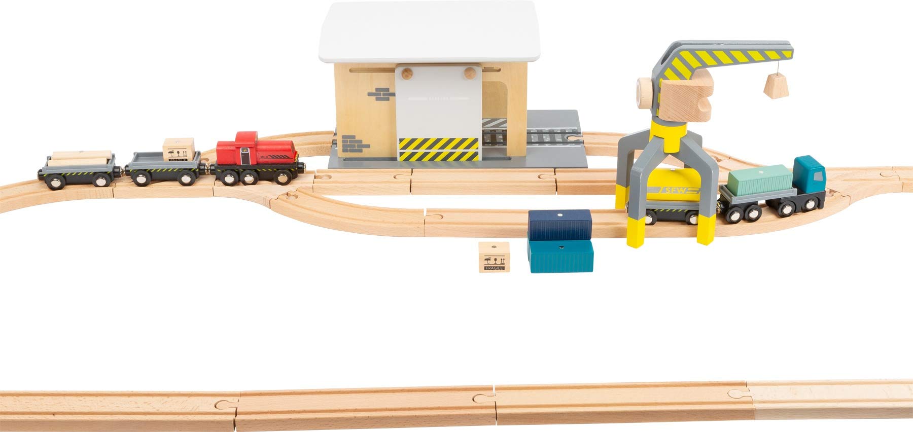 smallfoot 11377 Scalo Merci Trenino Legno con Gru