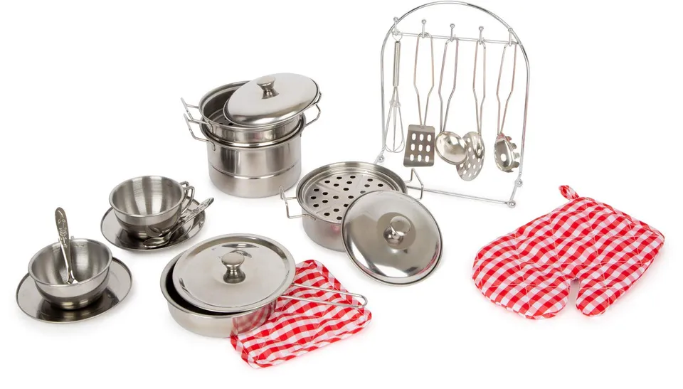 smallfoot 11752 set stoviglie XL 20 pezzi in metallo