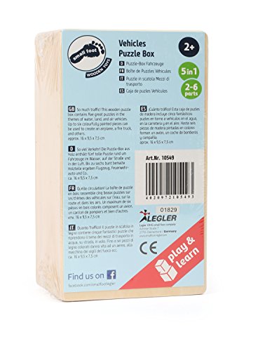 smallfoot 10549 puzzle box legno 5 puzzle veicoli