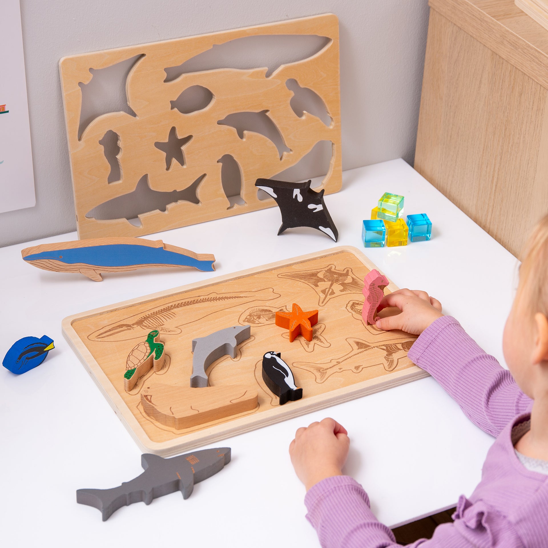 Tickit Ocean Animal Layer puzzle legno 9 animali oceano